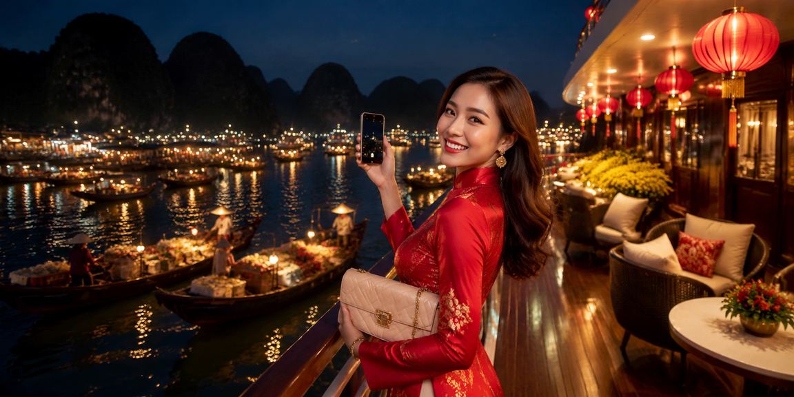 Vịnh Hạ Long mùa Tết minh họa dữ liệu slot game và bối cảnh lễ hội