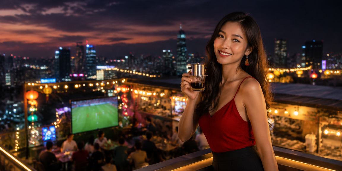 Quán cà phê Mũi Né với bối cảnh bóng đá và trò chơi giải trí cuối tuần